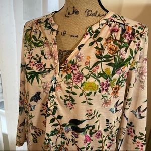 H&M floral print quarter sleeve tunic top